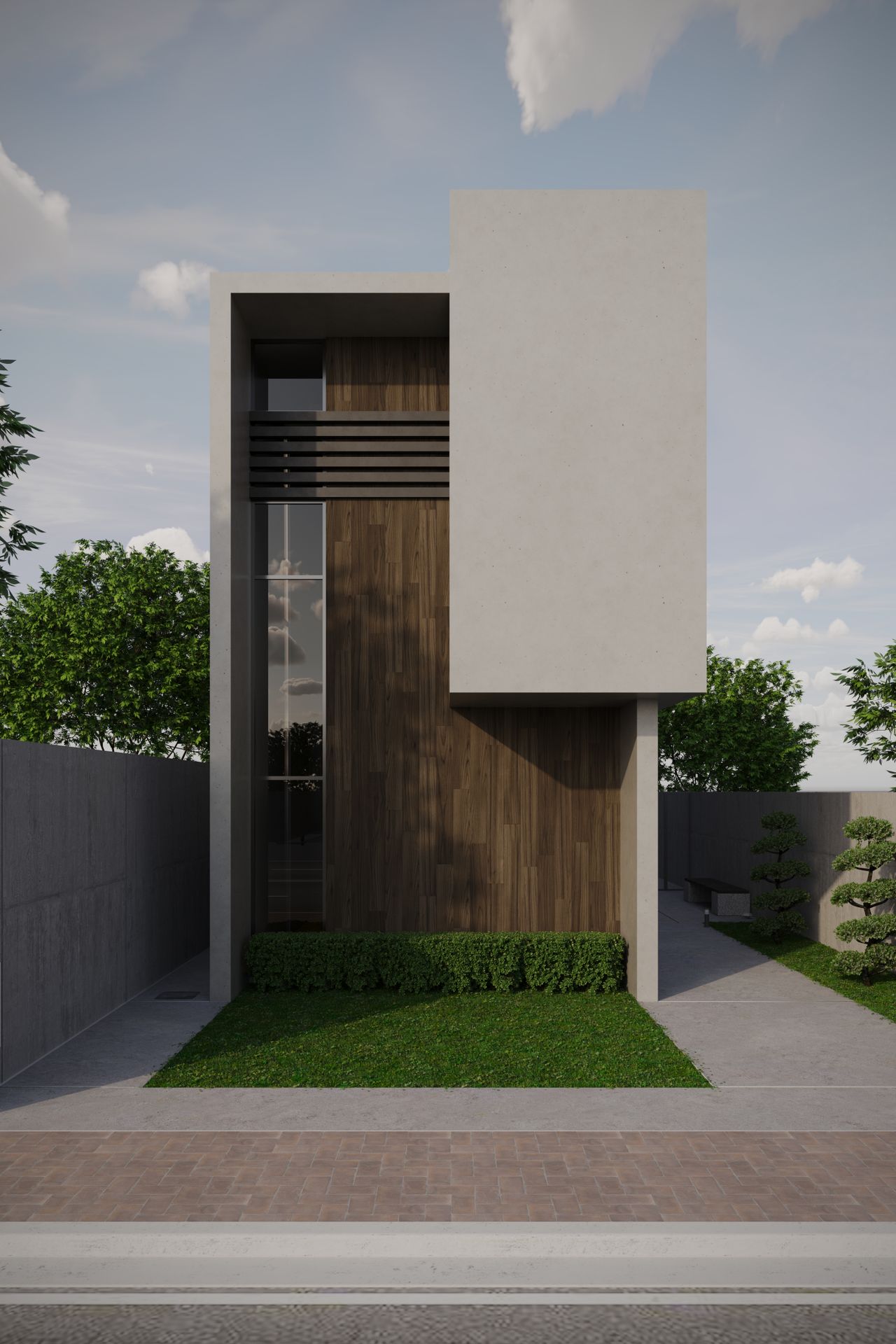A smart, newly rendered modern home